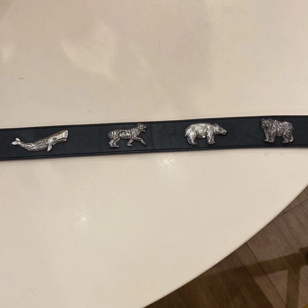 Vintage Animal Belt Turtle Elephant Lion Zebra Tiger Silver Buckle Novelty‎ 90s - Picture 4 of 5